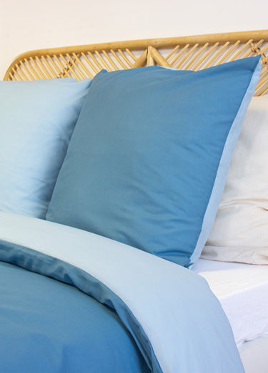 Parure housse de couette bicolore, coton Calanque
