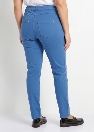 Pantalon droit 5 poches coton stretch Bleu