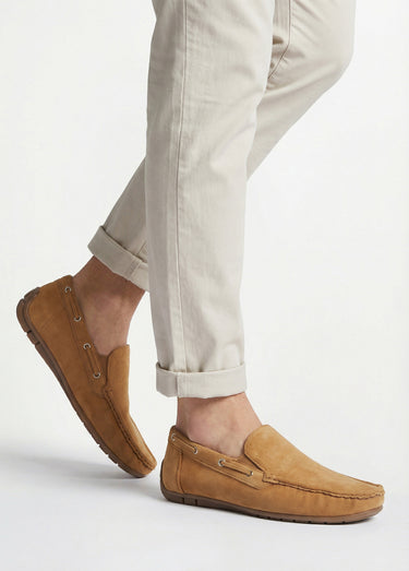 Mocassins suédine, côtés élastiqués Camel