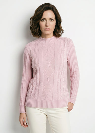 Pull chaud style irlandais col montant Lilas