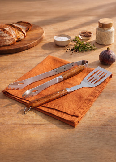 Set 2 Ustensiles barbecue acier/bois SEVE 2 Gris / Marron