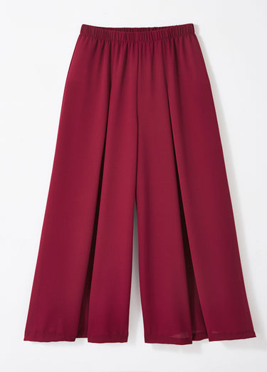 Jupe-pantalon taille élastiquée ample Uni Framboise