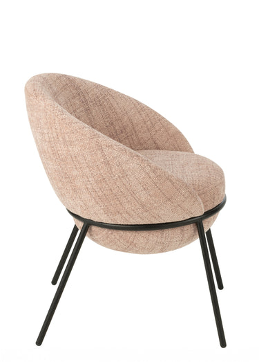 Fauteuil de salon chiné pieds métal, 2R Rose