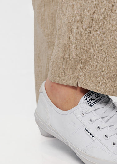 Pantalon ceinture élastiquée ajouré Beige