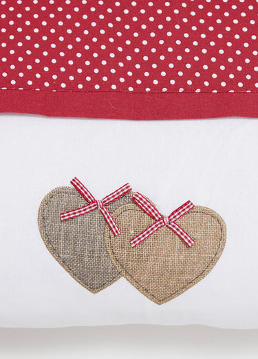 Coussin pour tête de lit, cœurs et pois Rouge
