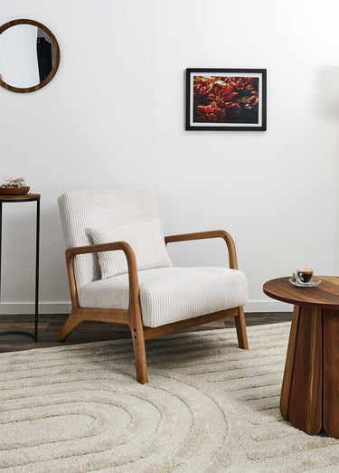 Fauteuil lounge en velours cotelé 3B Blanc Casse