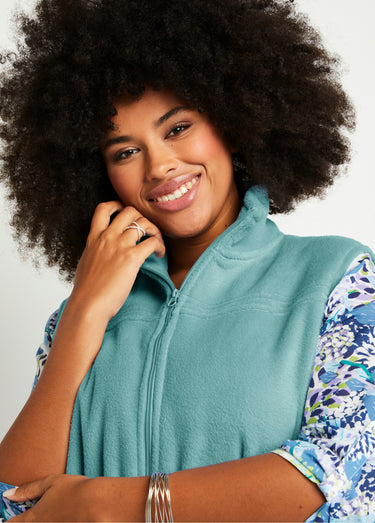 Blouson zippé sans manches polaire Vert Menthe
