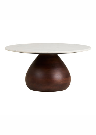 Table basse marbre et manguier HEIDE Blanc/Brun foncé