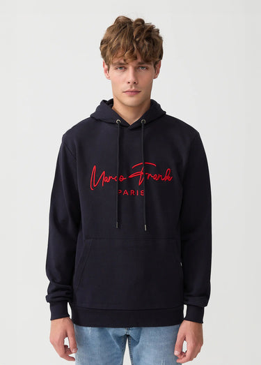 Sweat à capuche molletonné, poche kangourou Marine