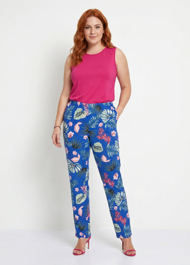 Pantalon imprimé taille élastiquée Fond Bleu Roi