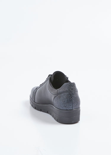 Baskets bi-matière lacées zippées largeur confort Noir