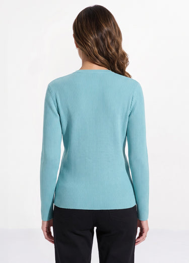 Cardigan boutonné maille côtelée unie Aqua