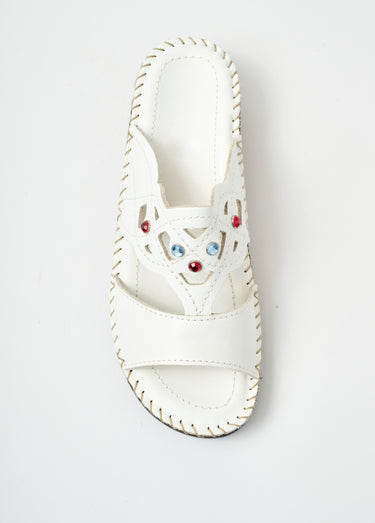 Mules largeur confort cuir Blanc