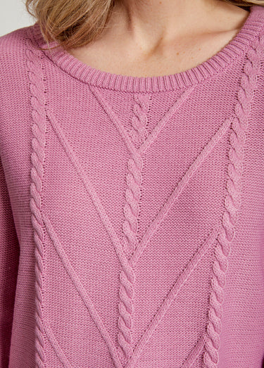 Le pull-tunique uni fantaisie torsadée Lilas