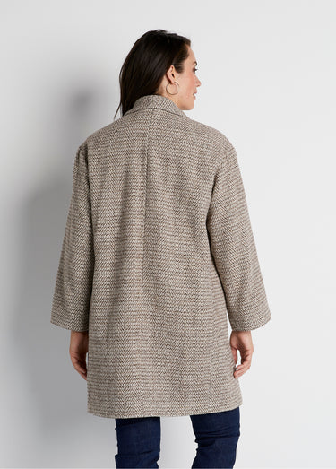 Manteau aspect chevrons mi-long Beige