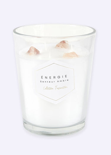 Bougie parfumée dans vase, Pierres 16cm Blanc