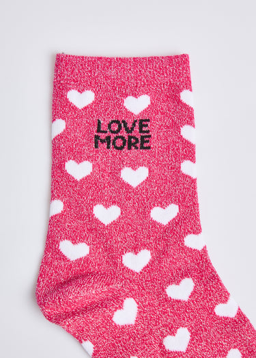 Chaussettes pailletées à message Fuchsia