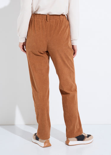 Pantalon velours côtelé taille élastiquée Camel