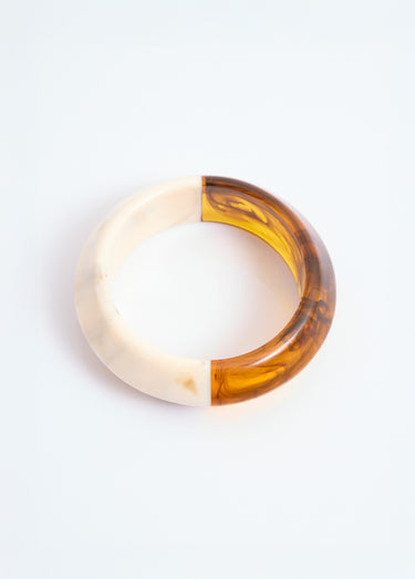 Bracelet jonc en résine bicolore Beige/Marron