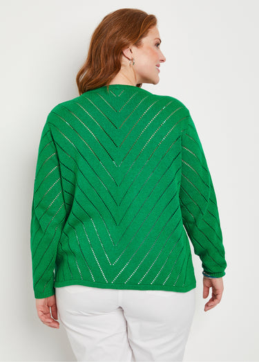 Gilet boléro fin ajouré coton Vert