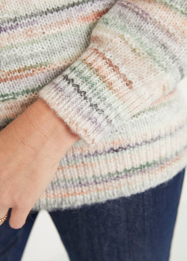 Pull chaud mouliné col rond avec laine Mandarine/Vert