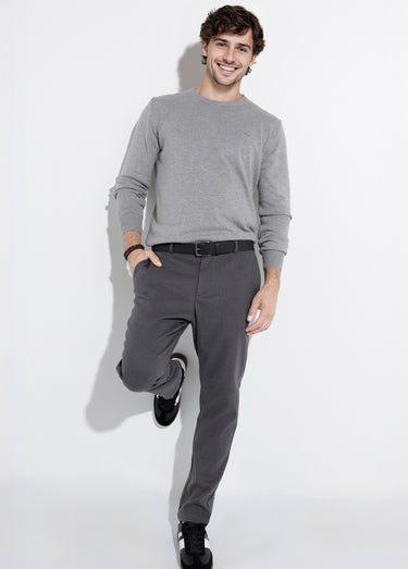 Pantalon chino casual chic en molleton Gris