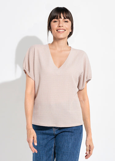 T-shirt texturé avec manches élastiquées Ficelle