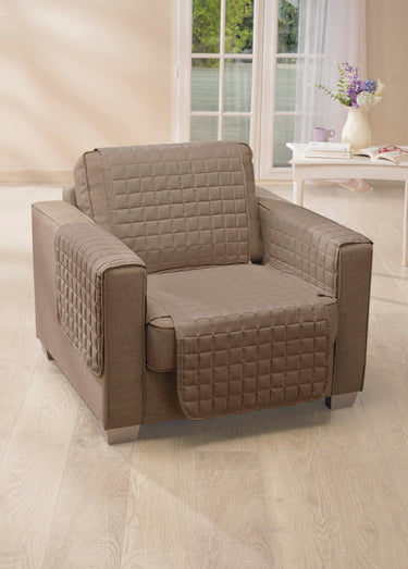 Protège-salon antiglisse microfibre matelassé Taupe