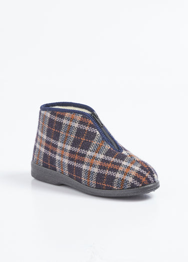 Chaussons montants zippés chauds confort Marine