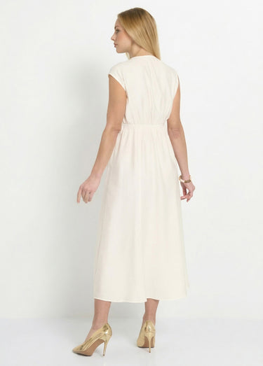 Robe longue sans manches col cache-coeur Blanc