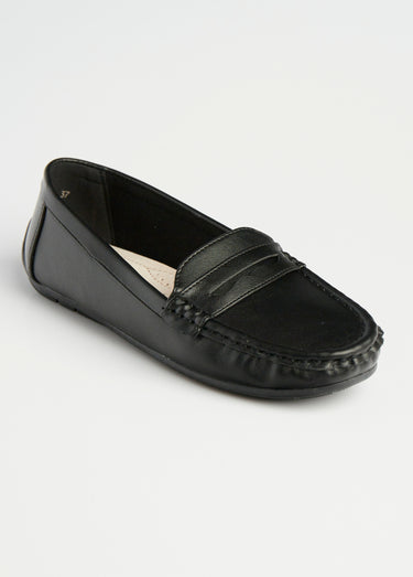 Mocassins plats bride ton sur ton Noir