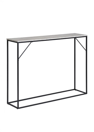 Console épurée, dessus façon pierre Noir/Gris