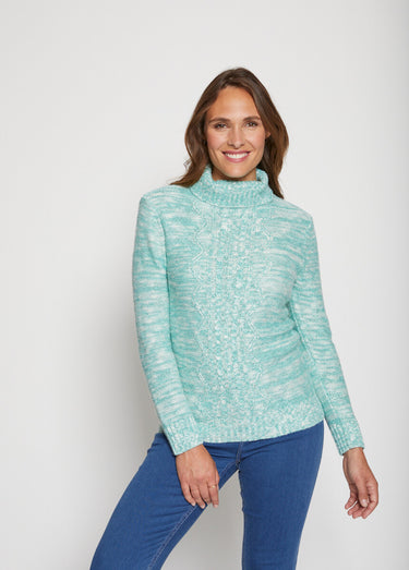 Le pull col roulé torsadé Chine Vert