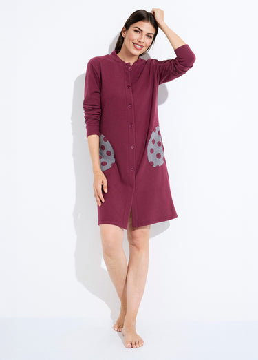 Peignoir boutonné court maille milano Bordeaux