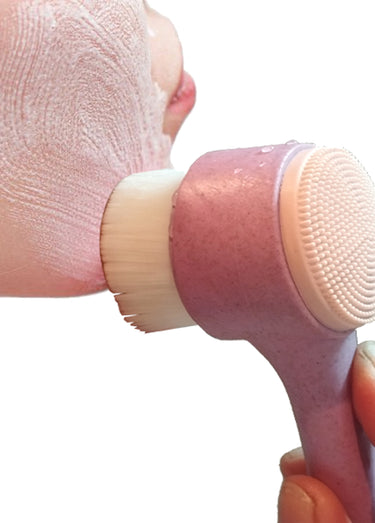Brosse nettoyante visage double face silicone Rose