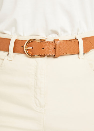 Ceinture en cuir avec boucle Camel