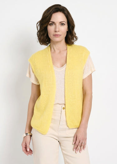 Pull sans manches avec mohair et laine Jaune