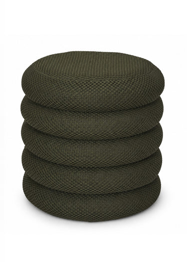Pouf coffre rond design en mesh ATOME Kaki
