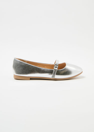 Ballerines bride ton sur ton petit talon Argente
