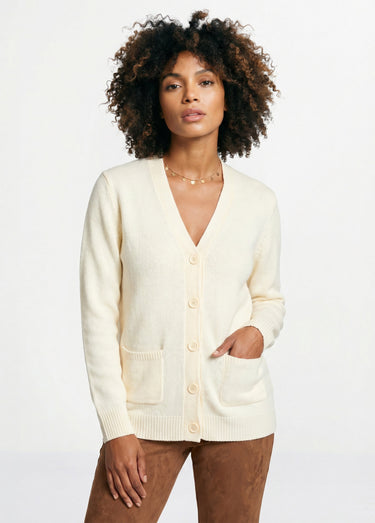 Gilet boutonné maille épaisse Ecru