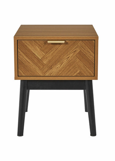 Table de chevet en bois façon chevrons Marron/Noir
