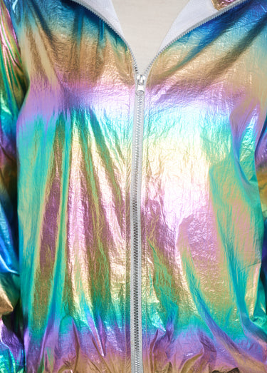 Parka brillante à capuche tendance Violet Irise