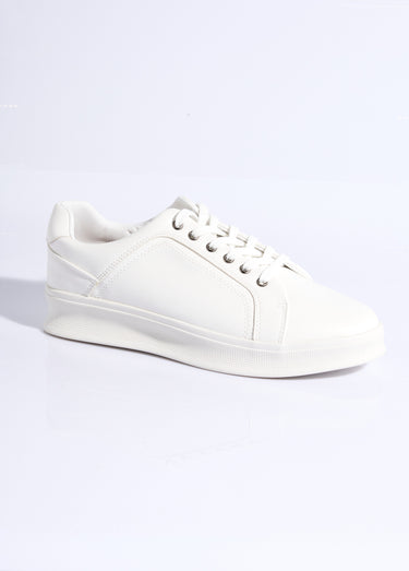 Baskets style épuré avec lacets cirés Blanc