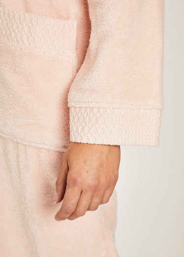 Peignoir éponge pur coton forme kimono Rose