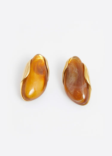 Boucles d'oreille façon ambre en acier Taupe