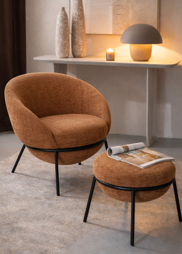Fauteuil repos tissu + repose pieds 3M Marron