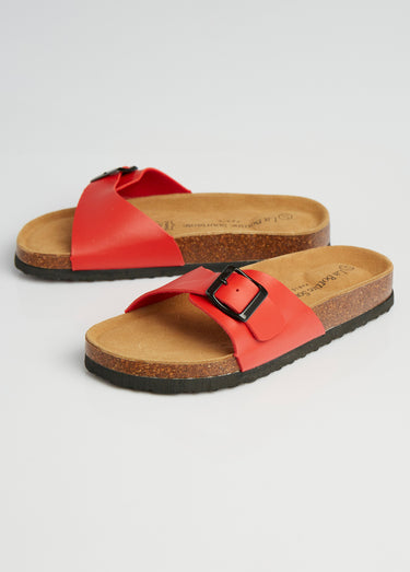 Mules avec boucle et semelle anatomique Rouge