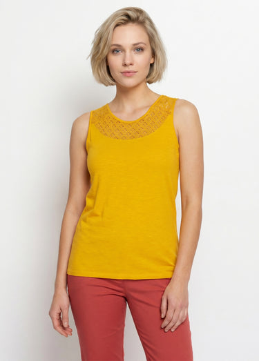 Débardeur court maille flammée coton Safran