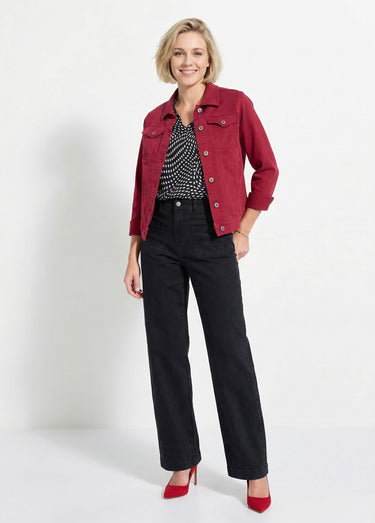 Veste en jean coupe droite stretch Grenat