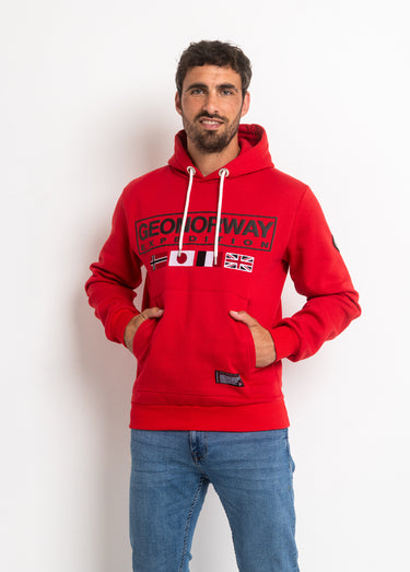 Sweat à capuche drapeaux poche kangourou Rouge